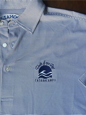 Donald Ross Casa De Campo Teeth Of The Dog Golf Polo Shirt Mens L Blue Striped